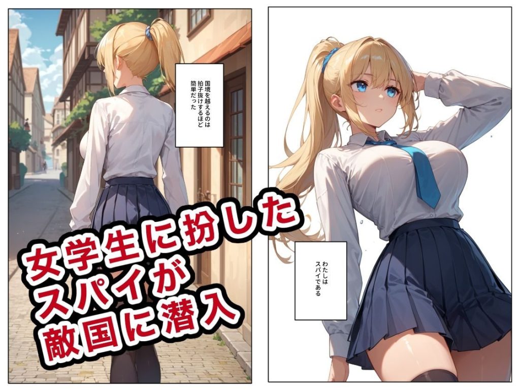 女学生スパイの抵抗（<a href="https://electron-comic.com/circle/%e3%82%b9%e3%83%86%e3%83%bc%e3%82%ad%e3%81%8f%e3%82%93/">ステーキくん</a>）
